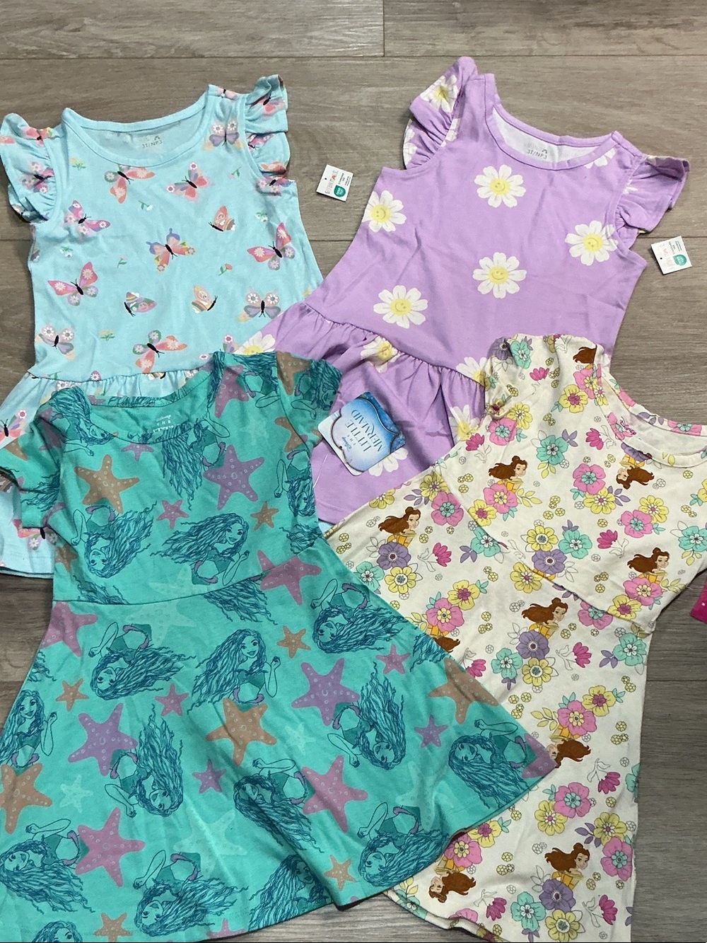 Bundle)Girls Floral & Sea Life Dress Bundle - Purple, Teal, Aqua, Cream